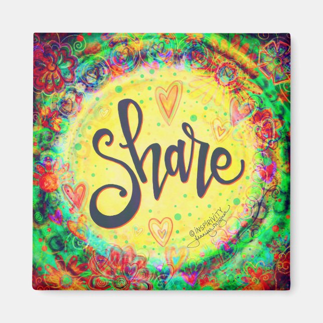 Imán Compartir Bonito amarillo floral moda Inspiradora (Frente)