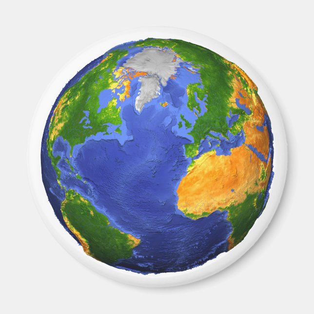 Imán Completa La Tierra Mostrando Datos Topográficos. (Frente)
