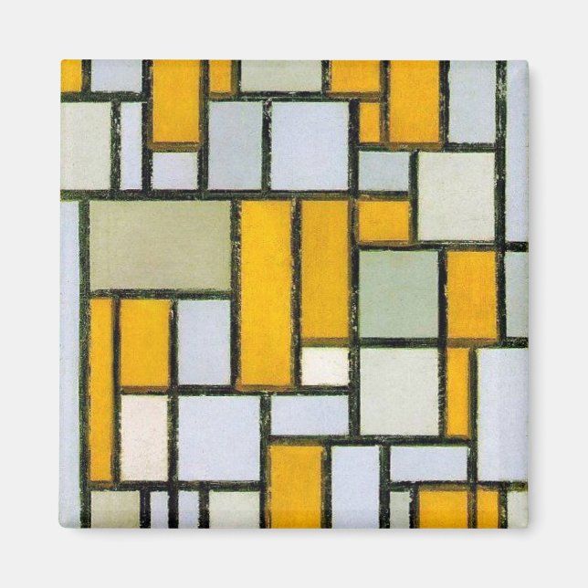 Imán Composición amarillo y gris, mondriano (Frente)