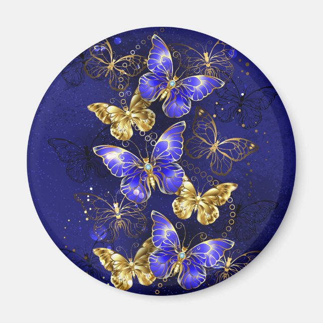Imán Composición con mariposas de zafiro (Frente)