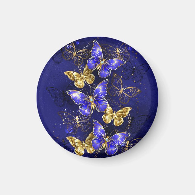 Imán Composición con mariposas de zafiro (Frente)