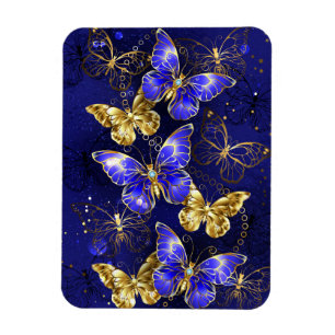 Imán Composición con mariposas de zafiro