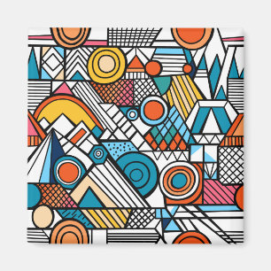 Imán Composición de arte de dibujos de dibujos geométri