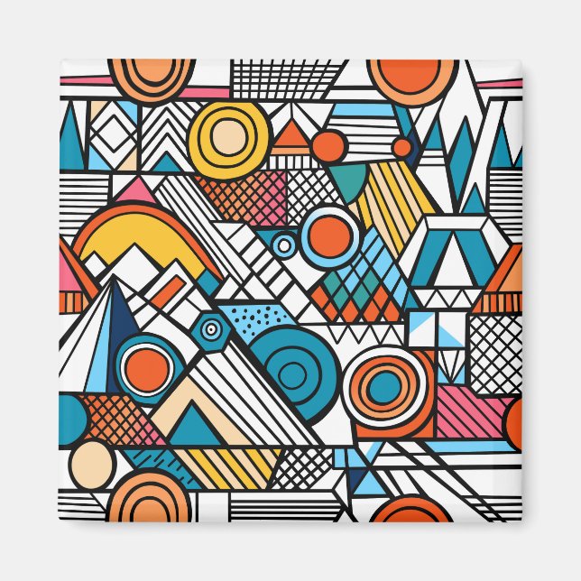 Imán Composición de arte de dibujos de dibujos geométri (Frente)