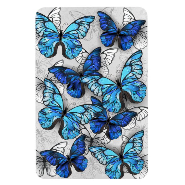 Imán Composición de las mariposas blancas y azules (Vertical)