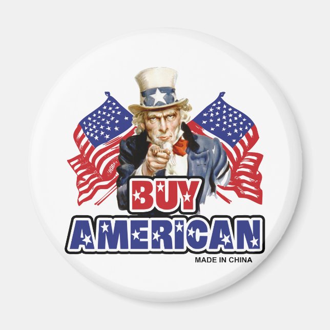 Imán Comprar Americano ( Hecho En China ) - Chiste Dive (Frente)