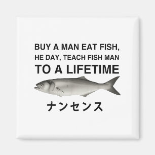 Imán Comprar Un Hombre Comer Pescado Él Día Enseñar Pes