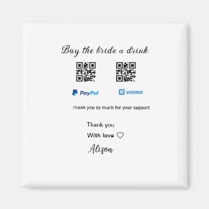 Imán Comprar un trago para la novia donación QR Venmo P