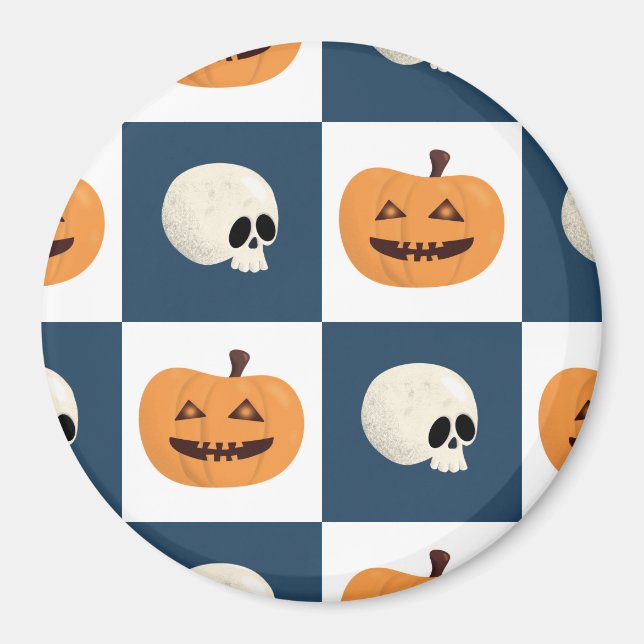 Imán Comprobaciones de calaveras y calabazas (Frente)