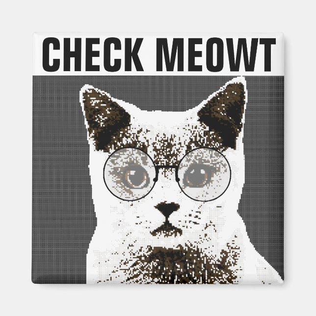 Imán Comprobar Meowt, MAGNETS divertidos de gatos (Frente)