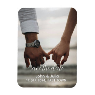 Imán compromiso de caligrafía fotográfica de pareja sal
