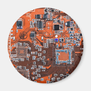 Imán Computer Geek Circuit Board Orange