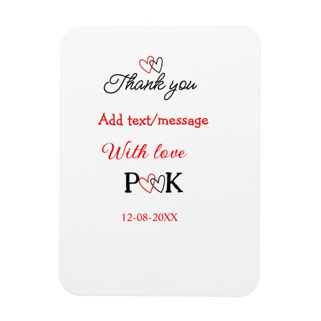 Imán Con amor añadir letra de nombre de pareja gracias  (Vertical)