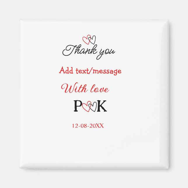 Imán Con amor añadir letra de nombre de pareja gracias  (Frente)