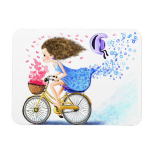 Imán con Chica en bicicleta Romántico regalo de am