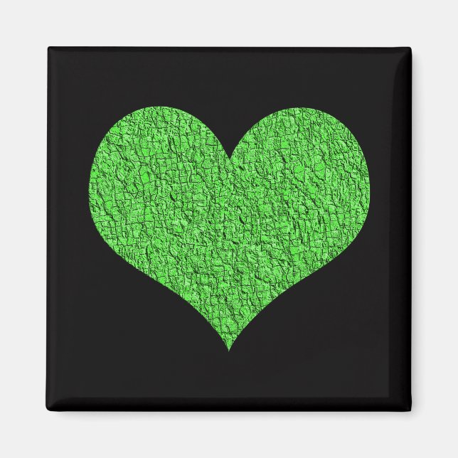 Imán con corazón de textura verde (Frente)