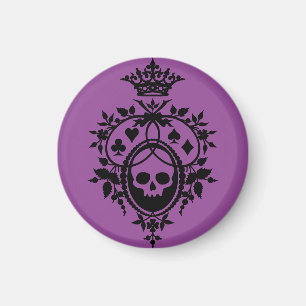 Imán con Cresta Púrpura con Calavera y Palos de Ca