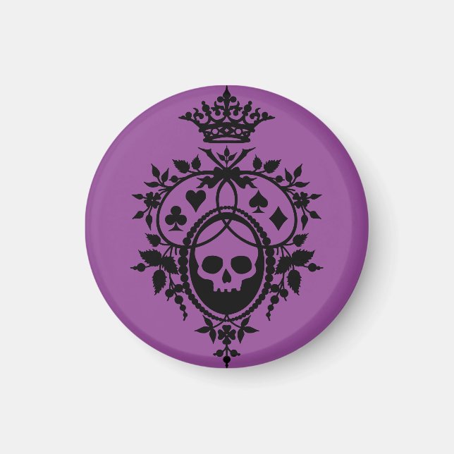 Imán con Cresta Púrpura con Calavera y Palos de Ca (Frente)