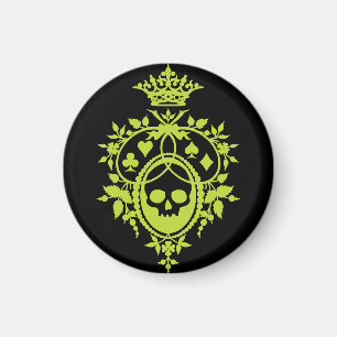 Imán con Cresta Verde con Calavera y Palos de Cart