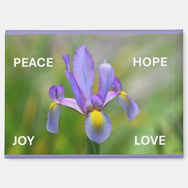 Imán con flor de Iris y temas de Adviento (Anverso)