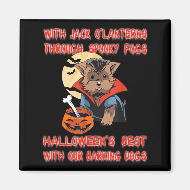 Imán Con Jack O Lanterns a través de nieblas espeluznan (Frente)