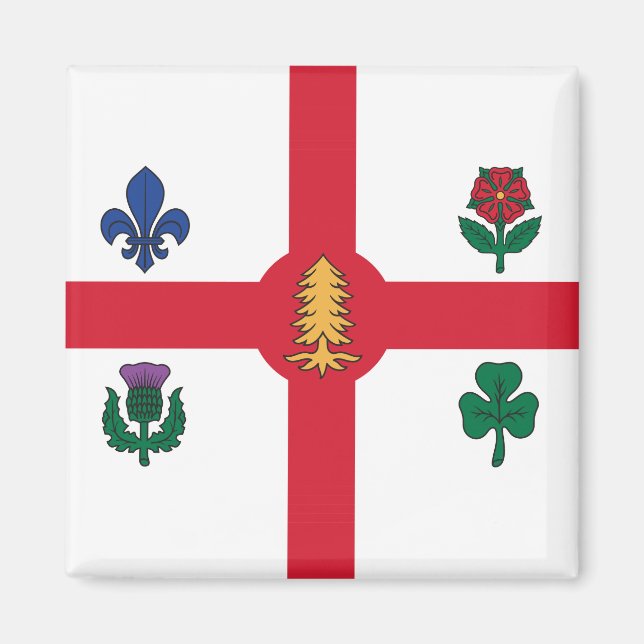 Imán con la bandera de Montreal, Canadá (Frente)