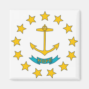Imán con la bandera del estado de Rhode Island -