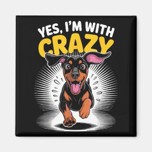 Imán Con loco guardia Perro lindo Doberman Pinscher div