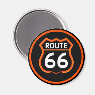Imán con logotipo naranja y negro de la ruta 66