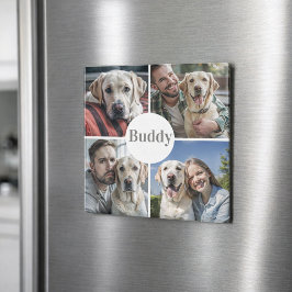 Imán con nombre de collage de fotos personalizadas