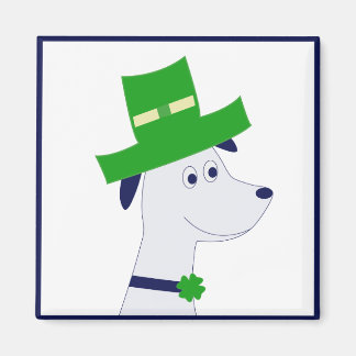 Imán con perro del día de San Patricio y trébol