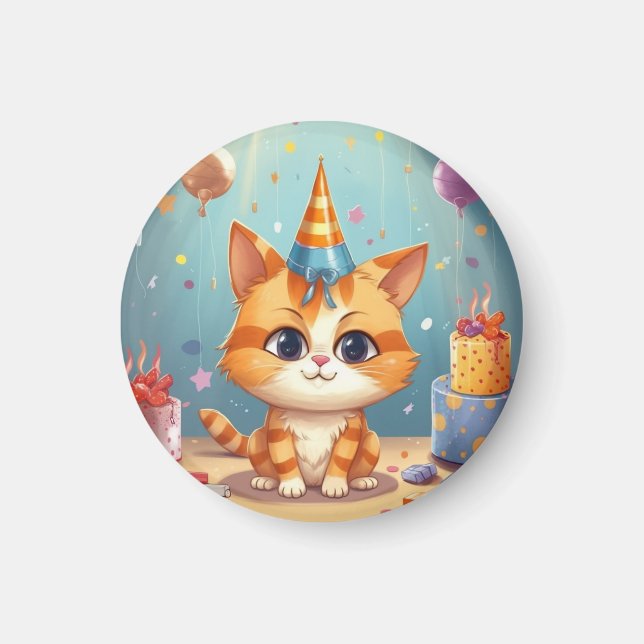 Imán con tema de gato gato jengibre lindo (Frente)