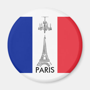 Imán con tema de la Torre Eiffel de la bandera fra