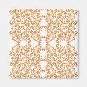 Imán con un tapiz elegante Naranja y floral blanca