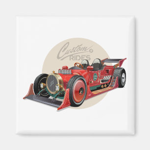 Imán concepto de coche de carrera retro personalizado