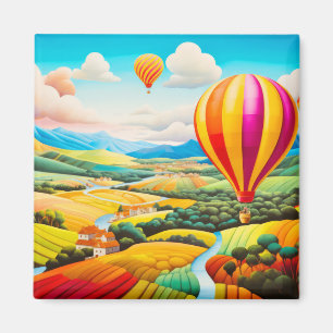 Imán Concepto de la ciudad de Air Ballon Resumen Paisaj