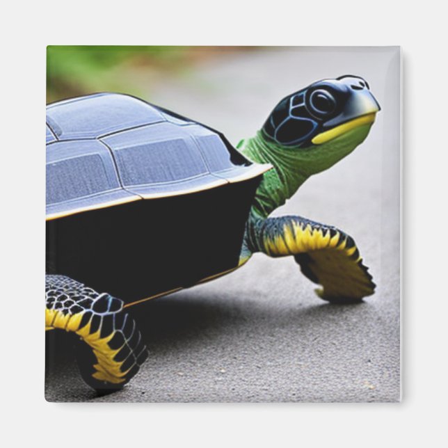 Imán Concepto de tortuga con caparazón de metal  (Frente)