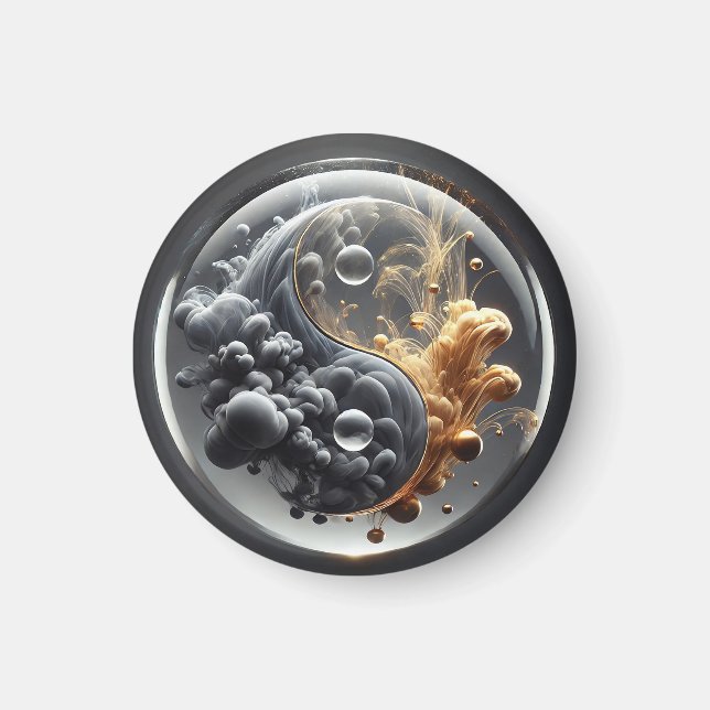 Imán Concepto de Yin Yang con Patrones Fluidos (Frente)