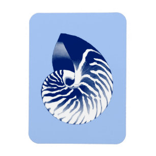Imán concha de nautilo - azul marino, blanco y azul cla