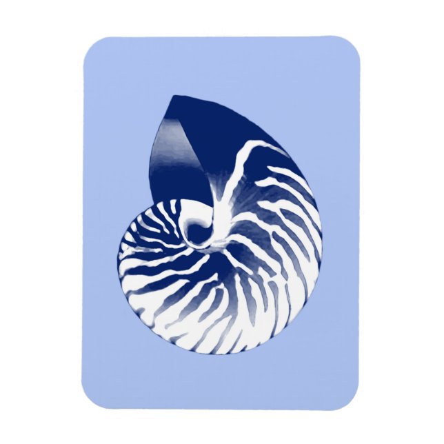 Imán concha de nautilo - azul marino, blanco y azul cla (Vertical)