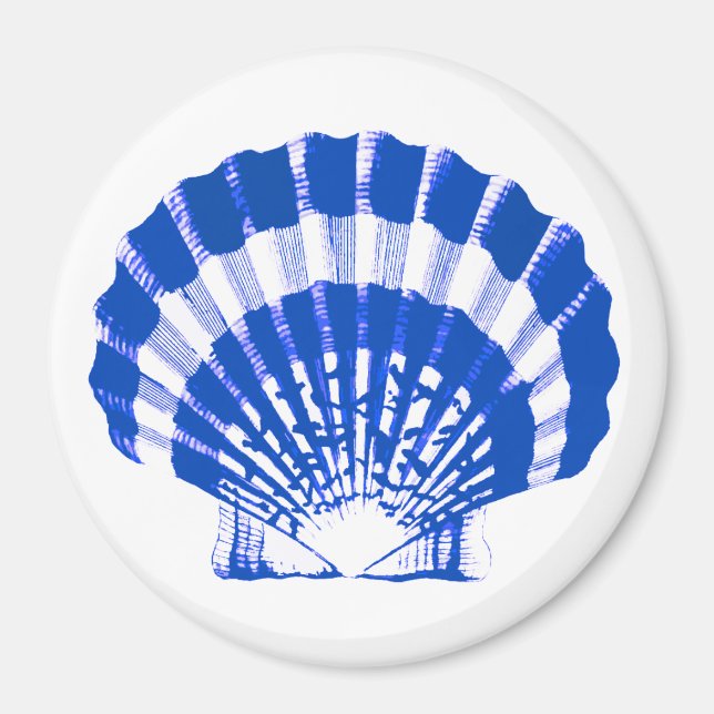 Imán Conchas marinas: azul cobalto y blanco (Frente)