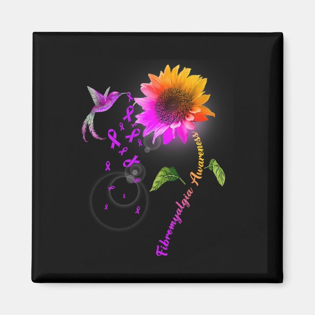 Imán Conciencia Colibrí de girasol morado (Frente)