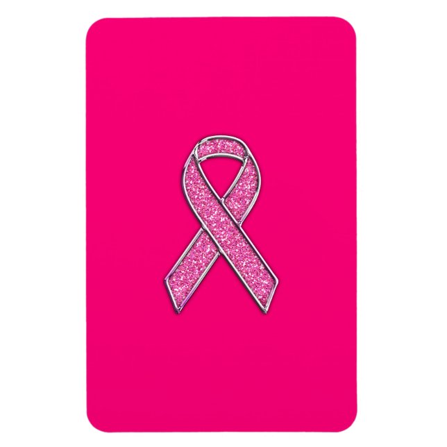 Imán Conciencia de la cinta rosa con estilo Purpurina c (Vertical)