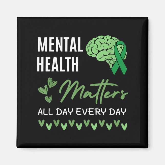 Imán Conciencia de la Cinta Verde de Salud Mental (Frente)