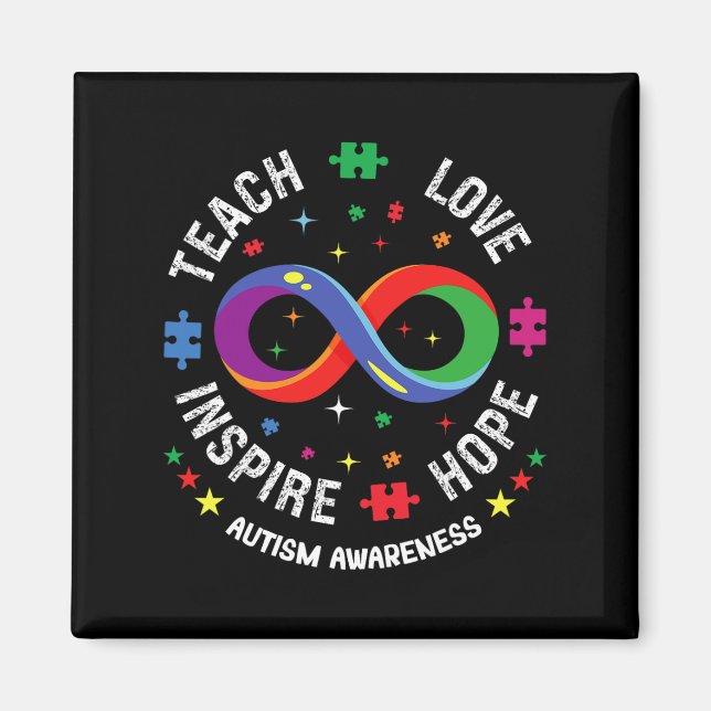 Imán Conciencia del autismo enseña esperanza amor inspi (Frente)