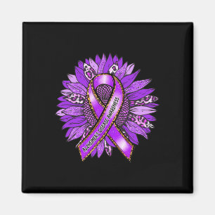 Imán Conciencia Leopard Sunflower Purple Ribbon