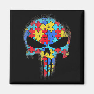 Imán Conciencia sobre autismo de cráneo Tee Mom Dad Aut