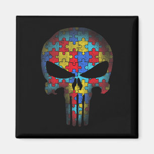 Imán Conciencia sobre autismo de cráneo Tee Mom Dad Aut