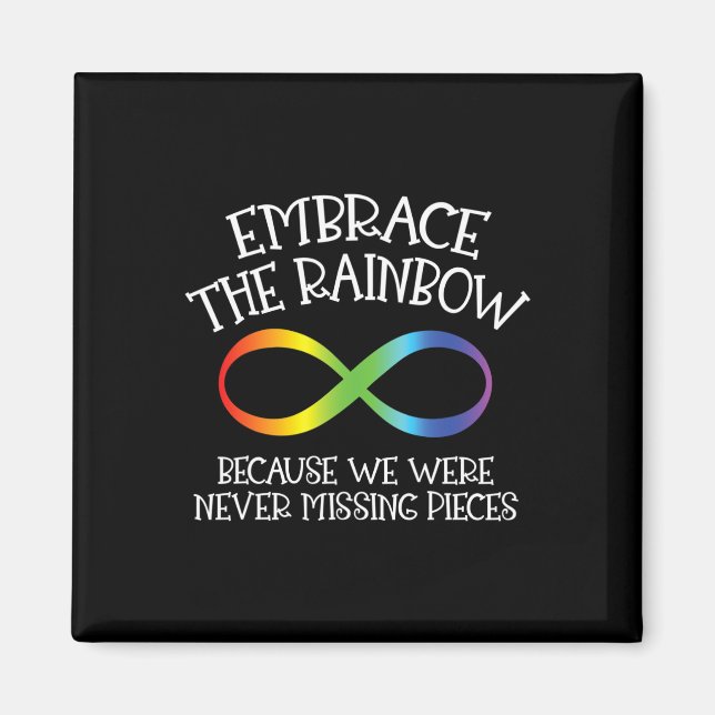 Imán Conciencia sobre el autismo abraza el arco iris co (Frente)