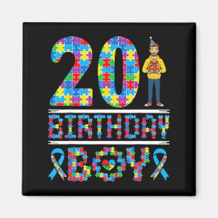 Imán Conciencia sobre el Autismo Cumpleaños 20 Niño Pie